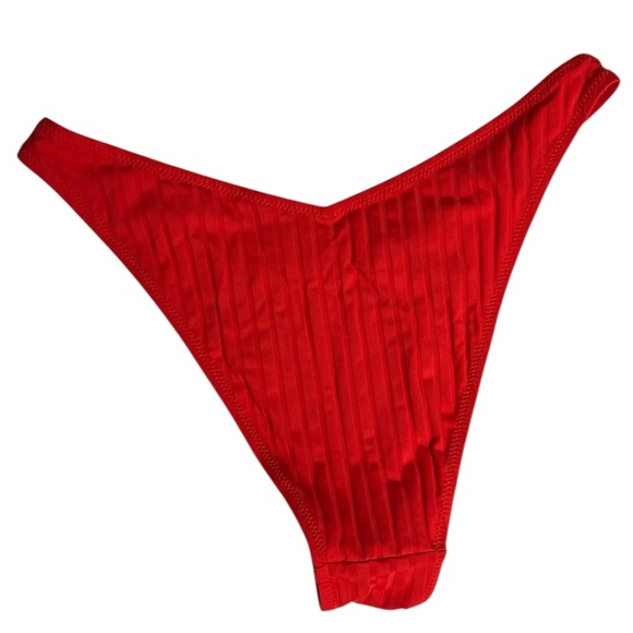 Medium Aerie Vibrant Red Ribbed cheeky Bikini Bottom - Picture 3 of 5